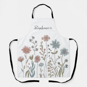 Delantal Nombre personalizado de moda Flor de agua acuática