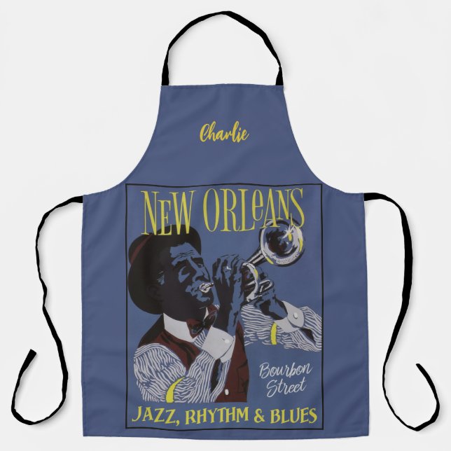 Delantal Nombre personalizado de New Orleans Music (Anverso)