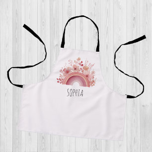 Delantal Nombre personalizado de niñas arcoíris floral