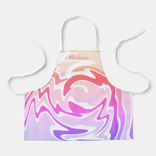Delantal Nombre Personalizado De Swirl Líquido Colorido (Anverso)