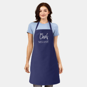 Delantal Nombre personalizado del chef Azul marino moderno