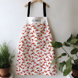 Delantal Nombre personalizado del langostino rojo hervido<br><div class="desc">Un divertido delantal rojo de patrón de cangrejos hervidos. Personaliza con tu nombre o un chiste interno para hacer de este delantal uno de los tipos!</div>
