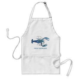 Delantal Nombre personalizado del obster azul