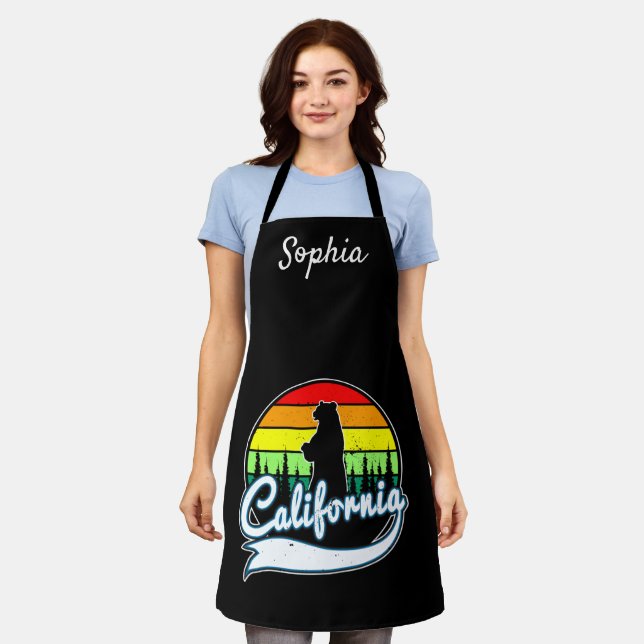 Delantal Nombre personalizado del oso estatal de California (Gastado)