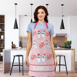 Delantal Nombre Personalizado Divertido Perro Pink Apron