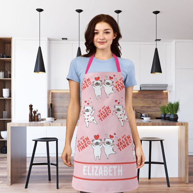 Delantal Nombre Personalizado Divertido Perro Pink Apron ( apron with name lovely romantic)