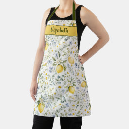 Delantal Nombre personalizado Flor silvestre limón País Fra