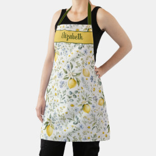 Delantal Nombre personalizado Flor silvestre limón País Fra