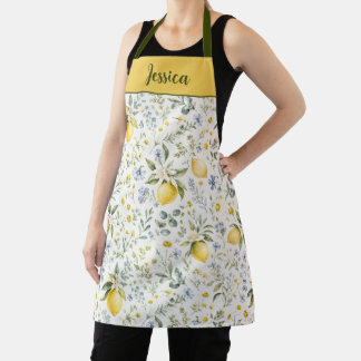 Delantal Nombre personalizado Flor silvestre limón País Fra