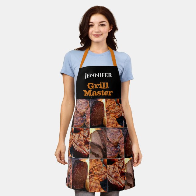 Delantal Nombre personalizado Grill Master barbacoa carne n (Gastado)