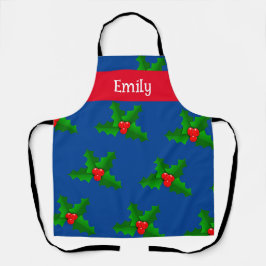 Delantal Nombre personalizado Holly deja a los Navidades en