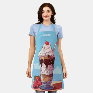 Delantal Nombre personalizado Ice Cream Milkshake