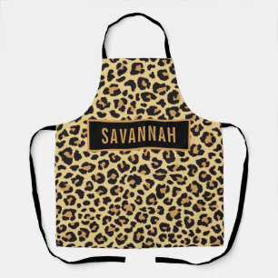 Delantal Nombre personalizado Leopardo Patrón de impresión 