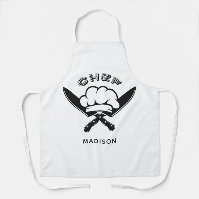 Delantal Nombre personalizado Logotipo del chef (Anverso)