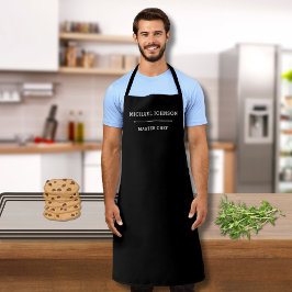 Delantal Nombre personalizado Maestro Chef Apron blanco y n