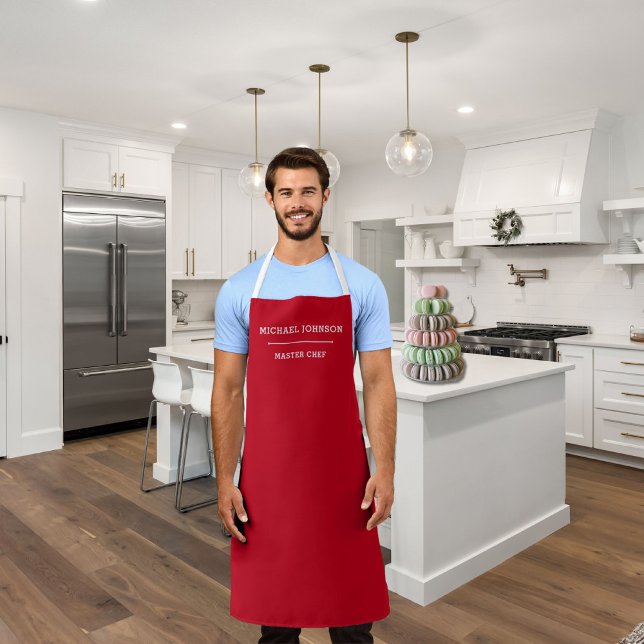 Delantal Nombre personalizado Maestro Chef Apron rojo y bla (Subido por el creador)