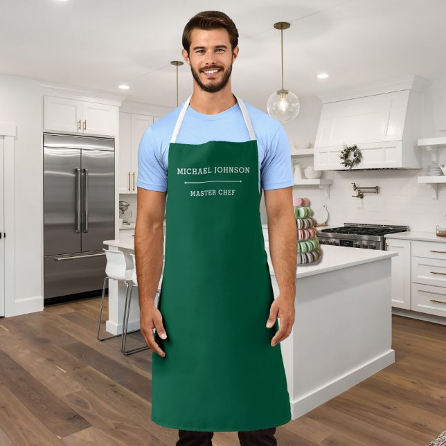 Delantal Nombre personalizado Maestro Chef Apron verde y bl (Subido por el creador)
