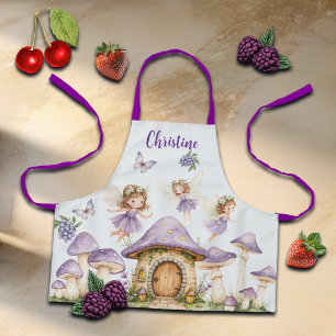 Delantal Nombre personalizado Magic Fairies Purple Garden