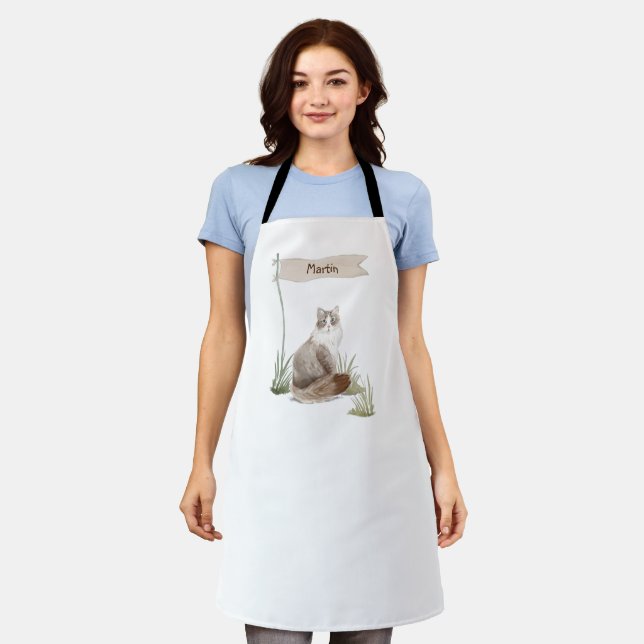 Delantal Nombre personalizado Mascota siberiano de gato (Gastado)