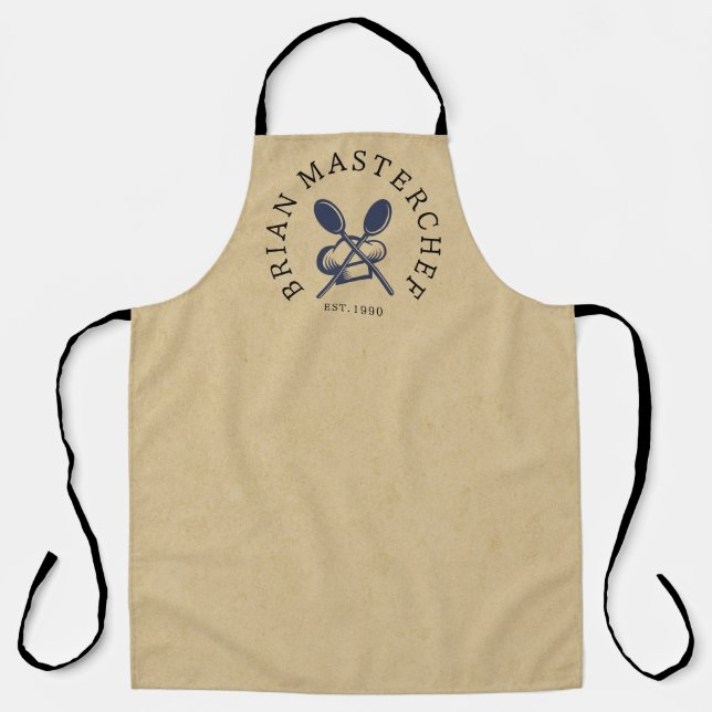 Delantal Nombre personalizado Master cheff kraft marrón rús (Anverso)