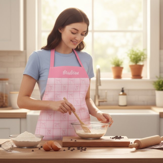 Delantal Nombre personalizado moderno de la chica rosada de (Subido por el creador)