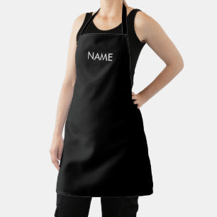 Delantal Nombre personalizado moderno monograma sólido negr