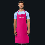 Delantal Nombre personalizado monograma de texto rosa calie<br><div class="desc">Personalizar Nombre texto minimalista elegante fuchsia rosa caliente Personalizar Apron blanco,  personalizable con nombre,  cita,  frase o texto Excelente para cocineros,  chefs,  alfarería,  cerámica,  artesanía,  trabajo,  cocina,  horneado,  barbacoa,  parrilla y también negocios y tiendas,  etc</div>