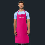 Delantal Nombre personalizado monograma de texto rosa calie<br><div class="desc">Personalizar Nombre texto minimalista elegante fuchsia rosa caliente Personalizar Apron blanco,  personalizable con nombre,  cita,  frase o texto Excelente para cocineros,  chefs,  alfarería,  cerámica,  artesanía,  trabajo,  cocina,  horneado,  barbacoa,  parrilla y también negocios y tiendas,  etc</div>