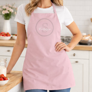 Delantal Nombre Personalizado Monograma Rosa Polvo