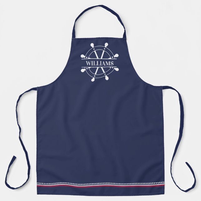 Delantal Nombre personalizado Nautical (Anverso)