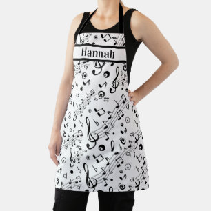 Delantal Nombre personalizado Notas musicales Apron patrón