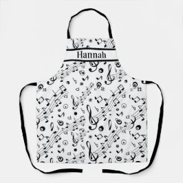 Delantal Nombre personalizado Notas musicales Apron patrón