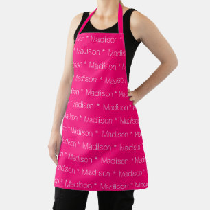 Delantal Nombre personalizado patrón de texto de fucsia ro