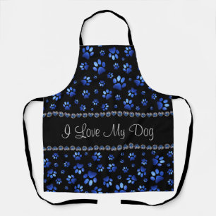 Delantal Nombre personalizado, perras de perro purpurina az