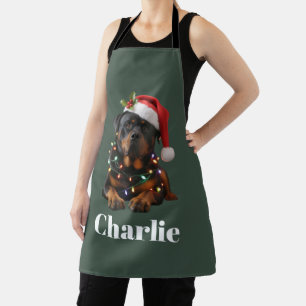 Delantal Nombre Personalizado Perro Rottweiler Navidad Pers