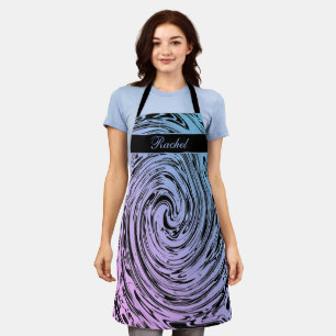 Delantal Nombre personalizado Pink Blue Swirls Abstract Pat