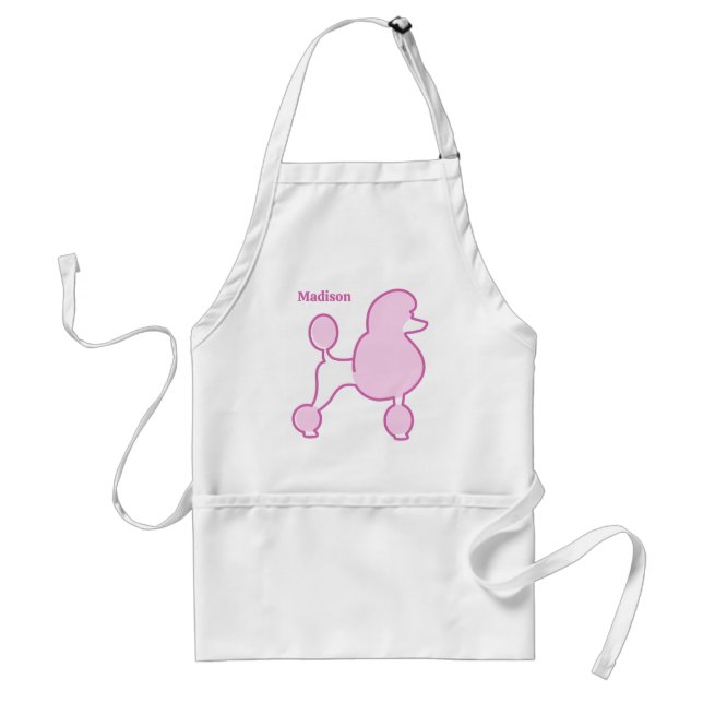 Delantal Nombre personalizado Pink Poodle (Frente)