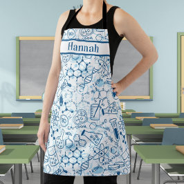 Delantal Nombre personalizado Química Doodle Tema Apron
