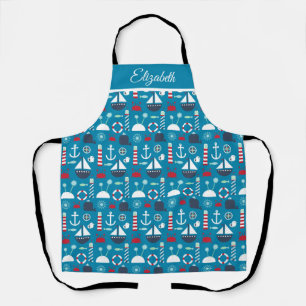 Delantal Nombre personalizado Símbolos náuticos Apron del c