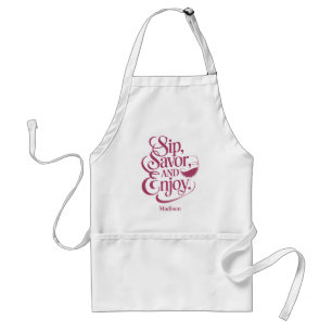Delantal Nombre personalizado Sip, Savor, Enjoy Wine