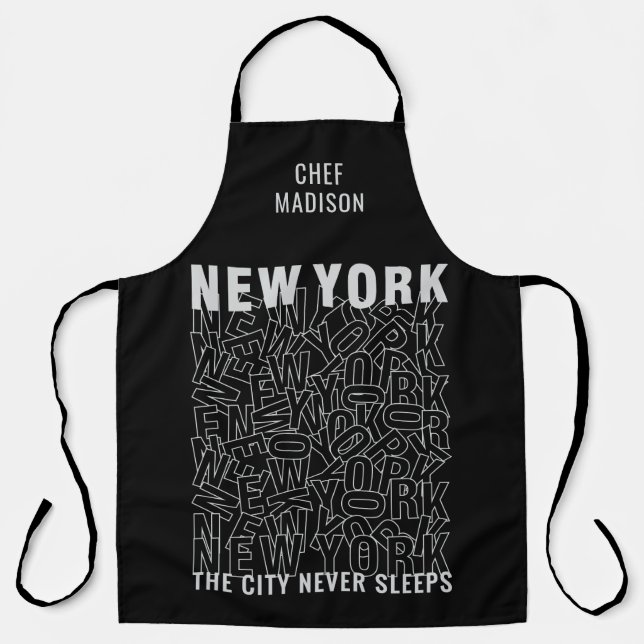 Delantal Nombre personalizado Tipografía de Nueva York (Anverso)