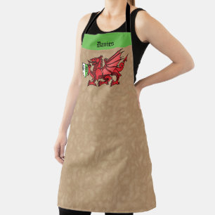 Delantal Nombre personalizado y monograma del dragón galés