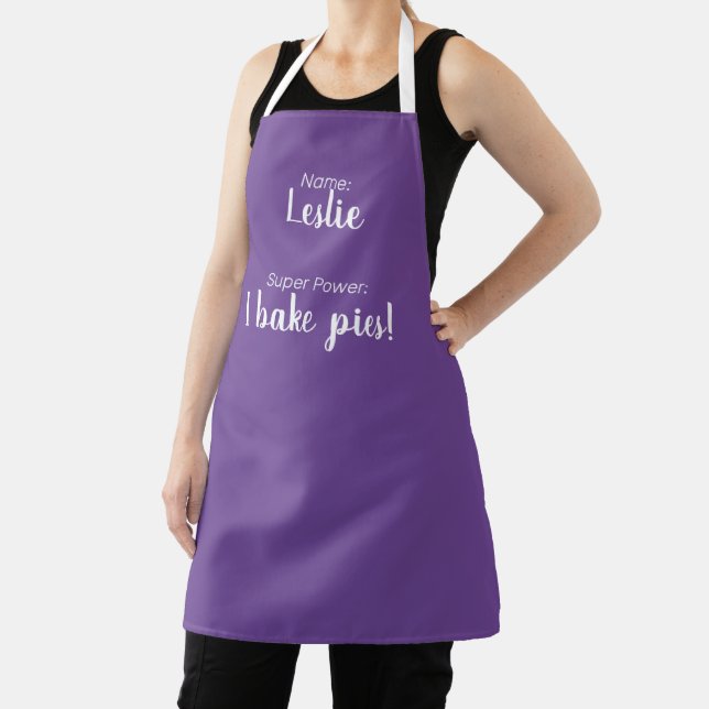 Delantal Nombre Personalizado Y Super Power Pies Purple (in situ)
