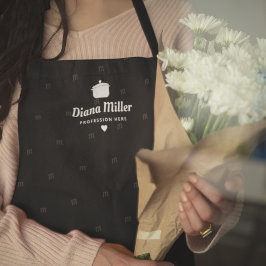 Delantal nombre profesional elegante en negro