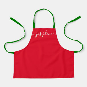 Delantal Nombre simple de Navidades rojos personalizados