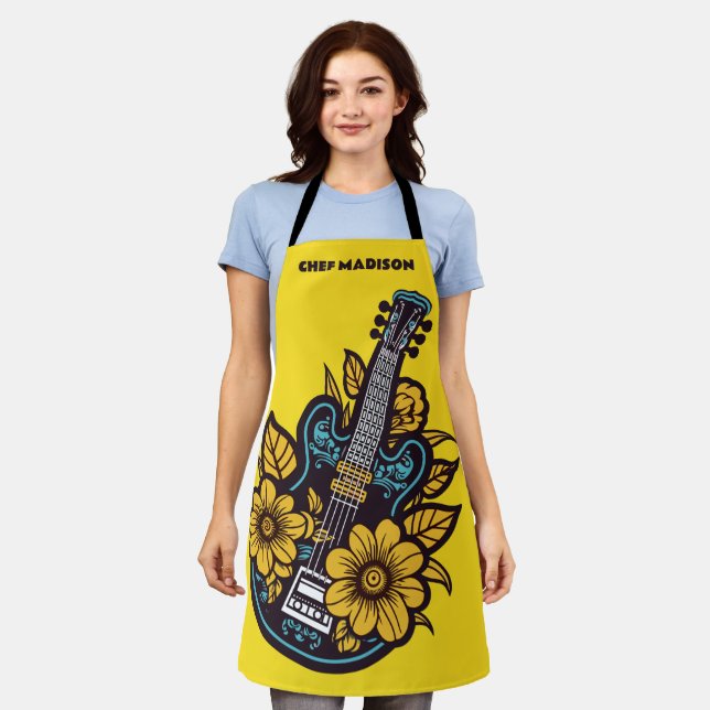 Delantal Nombre y color personalizados Ukulele (Gastado)