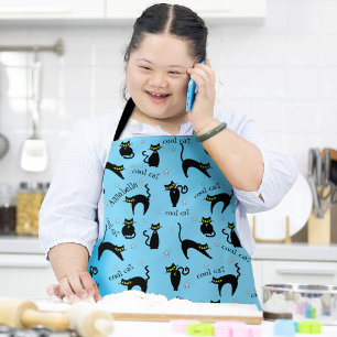 Delantal Nombre y frase personalizados de los gatos negros