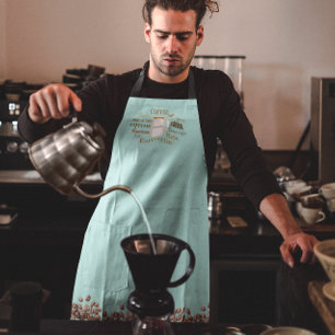 Delantal Nombres de café Aqua Personalizado Barista Apron