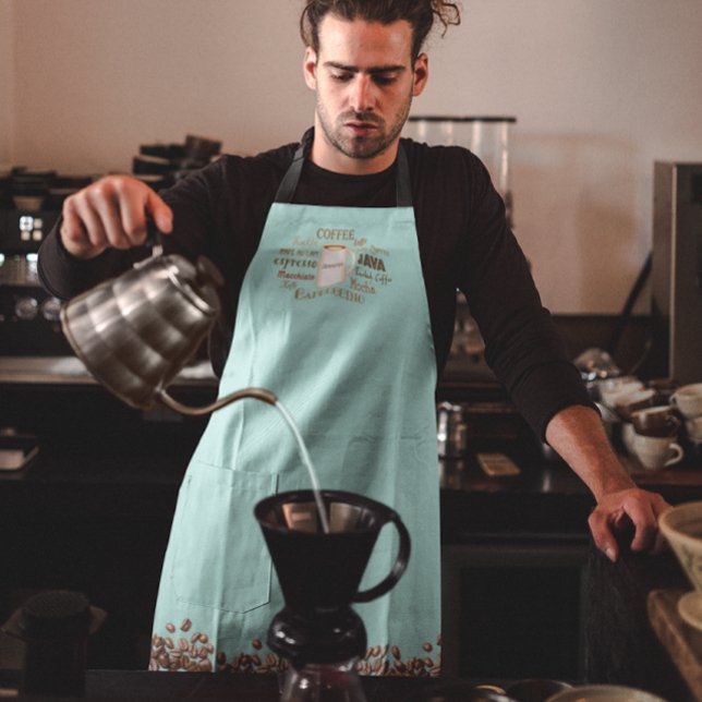 Delantal Nombres de café Aqua Personalizado Barista Apron (Subido por el creador)