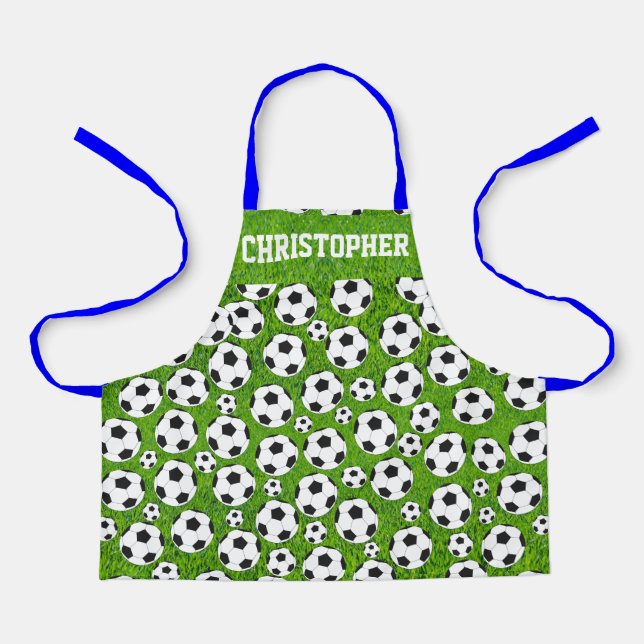Delantal Nombres personalizados y niños de fútbol (Anverso)